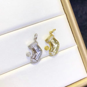 Christmas Sock S925 Silver Pendant Settings 5pcs/lot
