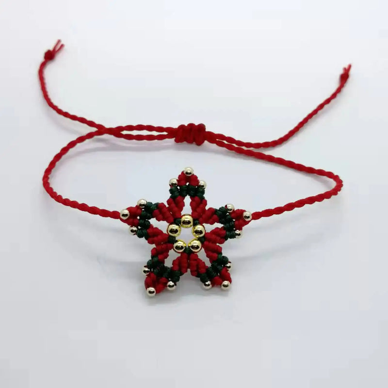 Christmas Star Love Macrame Charm Bracelet Couple Xmas