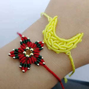 Christmas Star Love Macrame Charm Bracelet Couple Xmas