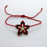 Christmas Star Love Macrame Charm Bracelet Couple Xmas