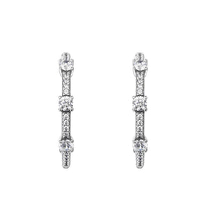 Sparkling Pave Bars Hoop Earrings for Women Jewelry