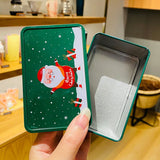 Christmas Storage Tin Box Portable Square Cookie Tins Santa Tinplate Candy Boxes