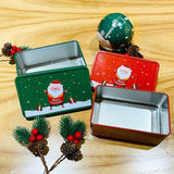 Christmas Storage Tin Box Portable Square Cookie Tins Santa Tinplate Candy Boxes