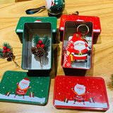 Christmas Storage Tin Box Portable Square Cookie Tins Santa Tinplate Candy Boxes