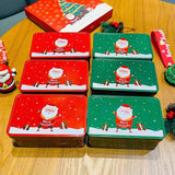 Christmas Storage Tin Box Portable Square Cookie Tins Santa Tinplate Candy Boxes