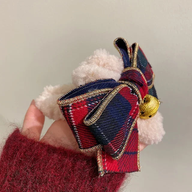 Christmas Bell Bow Plush Grip Clip Girls Shark Headwear for Women