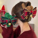 Christmas Bell Bow Plush Grip Clip Girls Shark Headwear for Women