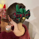 Christmas Bell Bow Plush Grip Clip Girls Shark Headwear for Women