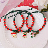 Christmas Theme Braided Rope Bracelet Santa Claus Elk Xmas Tree Pendant