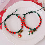 Christmas Theme Braided Rope Bracelet Santa Claus Elk Xmas Tree Pendant