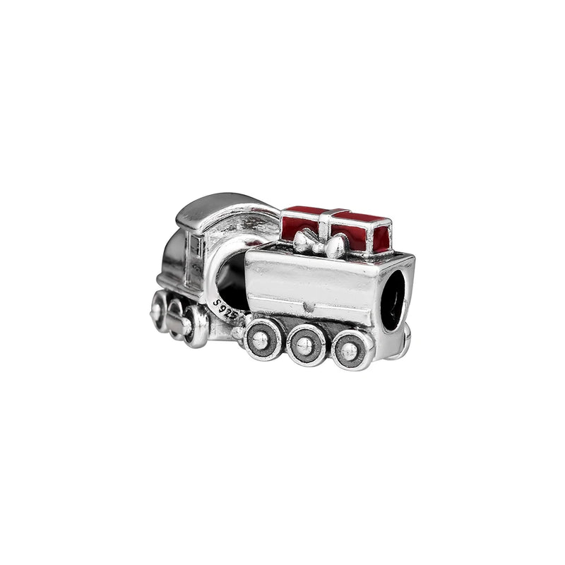 Christmas Train Charm 925 Silver Beads for Bracelet DIY Jewelry Making