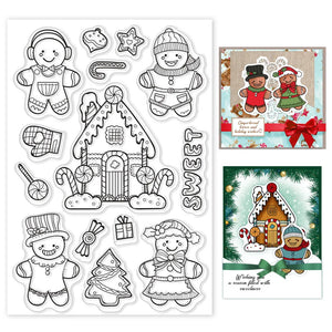 Christmas Tree Clear Stamp Gingerbread Man House Transparent Silicone Stamp