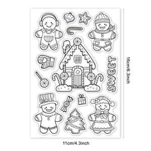 Christmas Tree Clear Stamp Gingerbread Man House Transparent Silicone Stamp