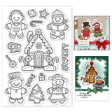 Christmas Tree Clear Stamp Gingerbread Man House Transparent Silicone Stamp