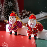 Christmas Tree Keychain with Full Rhinestones Snowman Santa Claus Pendants