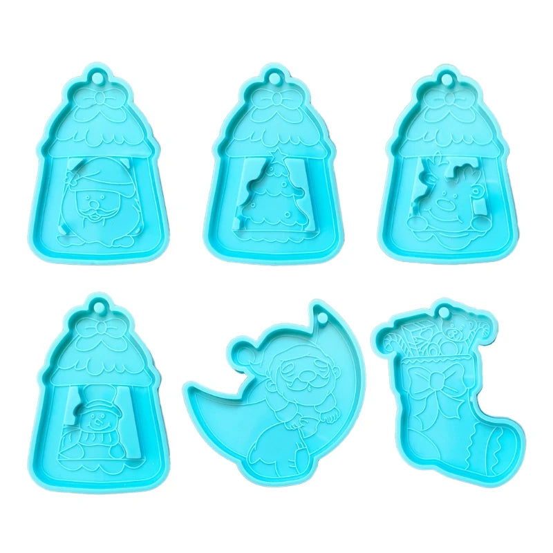 Christmas Tree & Santa Keychain Resin Mold DIY Pendant Jewelry