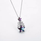 Christmas Tree Necklace 925 Silver Crystal Star Pendant Jewelry