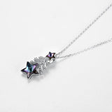 Christmas Tree Necklace 925 Silver Crystal Star Pendant Fine Jewelry