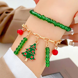 Christmas Tree Rice Beads Bracelet Set for Women