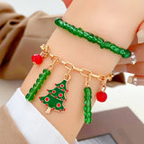 Christmas Tree Rice Beads Bracelet Set for Women