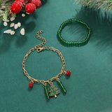Christmas Tree Rice Beads Bracelet Set for Women