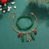 Christmas Tree Rice Beads Bracelet Set for Women