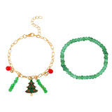 Christmas Tree Rice Beads Bracelet Set for Women