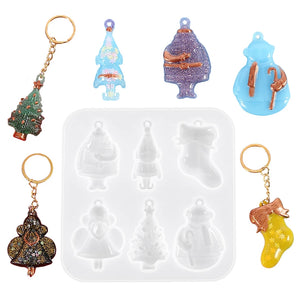 Christmas Tree Santa Claus Silicone Resin Molds DIY Jewelry Keychain Pendant
