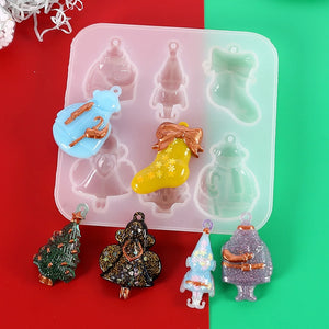 Christmas Tree Santa Claus Silicone Resin Molds DIY Jewelry Keychain Pendant