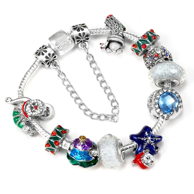 Christmas Tree & Santa Claus Beads Bracelet DIY Jewelry For Women & Kids