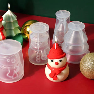 Christmas Tree Snowman Candle Resin Mold DIY Soap Fondant Cake Mould