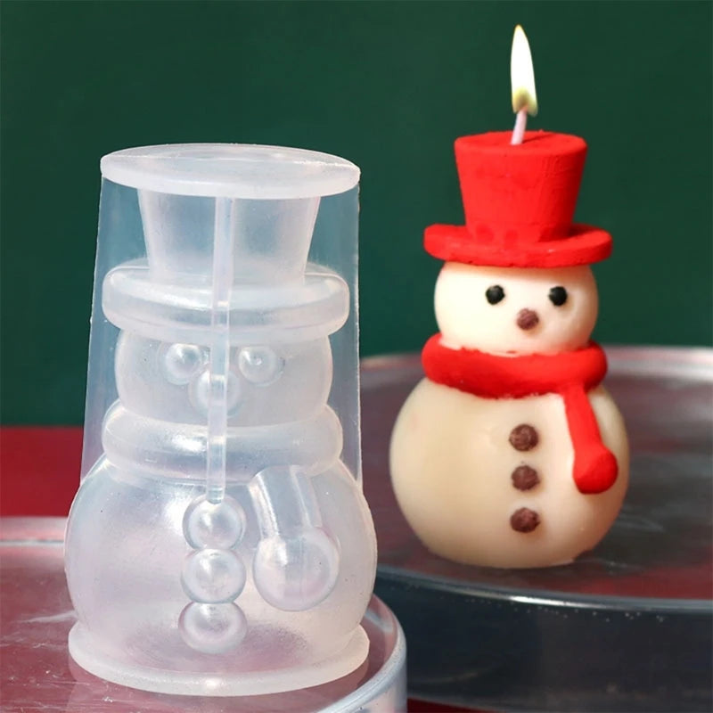Christmas Tree Snowman Candle Resin Mold DIY Soap Fondant Cake Mould