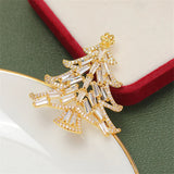 Christmas Tree Zircon Pearl Brooch Copper-plated Inlaid Accessories