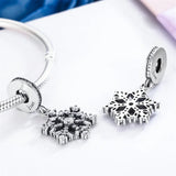 Snowflake Charms Pendant Silver Plating Zircon for Bracelets Woman Jewelry Beads