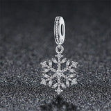 Snowflake Charms Pendant Silver Plating Zircon for Bracelets Woman Jewelry Beads