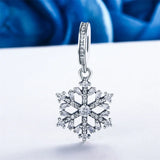 Snowflake Charms Pendant Silver Plating Zircon for Bracelets Woman Jewelry Beads