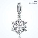 Snowflake Charms Pendant Silver Plating Zircon for Bracelets Woman Jewelry Beads
