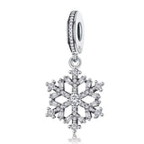 Snowflake Charms Pendant Silver Plating Zircon for Bracelets Woman Jewelry Beads