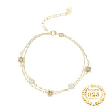 Zircon Snowflake Double Layer Bracelet 925 Sterling Silver for Women