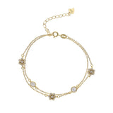 Zircon Snowflake Double Layer Bracelet 925 Sterling Silver for Women