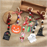 Wooden Ring and Bead Christmas Beaded Curtain Straps Home Decoration