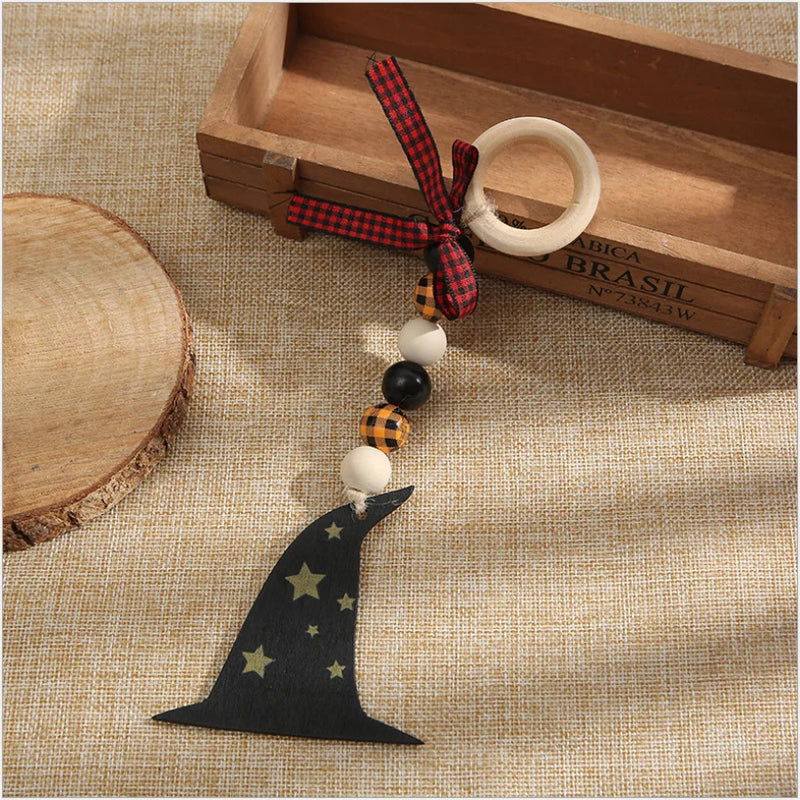 Wooden Ring and Bead Christmas Beaded Curtain Straps Home Decoration