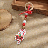 Wooden Ring and Bead Christmas Beaded Curtain Straps Home Decoration
