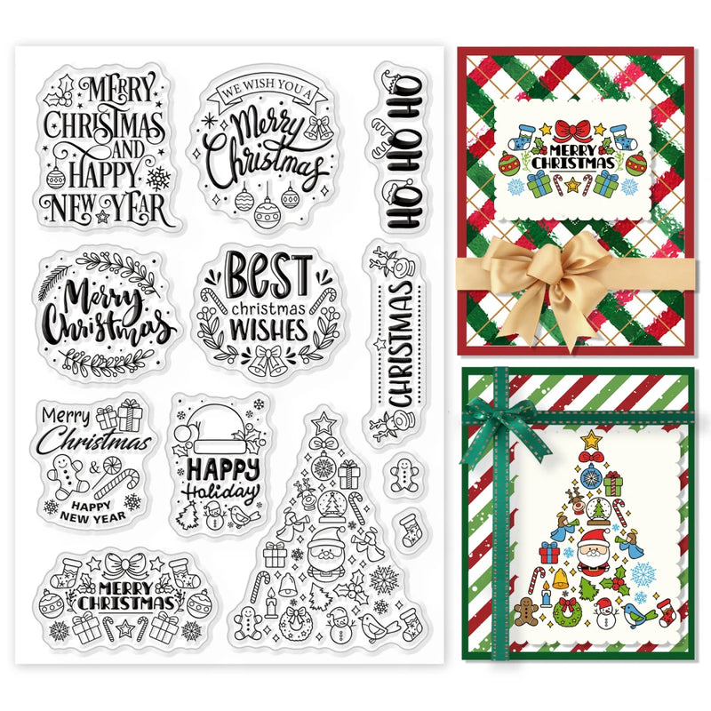 Christmas Words Silicone Clear Stamp Santa Claus Xmas Snowflake Tree