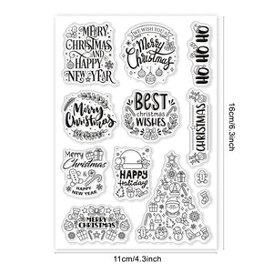 Christmas Words Silicone Clear Stamp Santa Claus Xmas Snowflake Tree