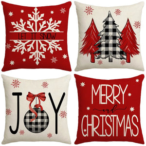 Christmas Cushion Cover 45*45 Sofa Pillowcases Linen Xmas Decor