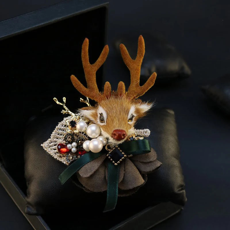 Christmas deer brooch Fresh Water Baroque Pearl Brooch For Women