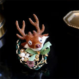 Christmas deer brooch Fresh Water Baroque Pearl Brooch For Women