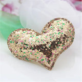 Glitter Bling Power Heart Stars Fabric Button Patch Sticker 50pcs