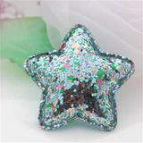 Glitter Bling Power Heart Stars Fabric Button Patch Sticker 50pcs